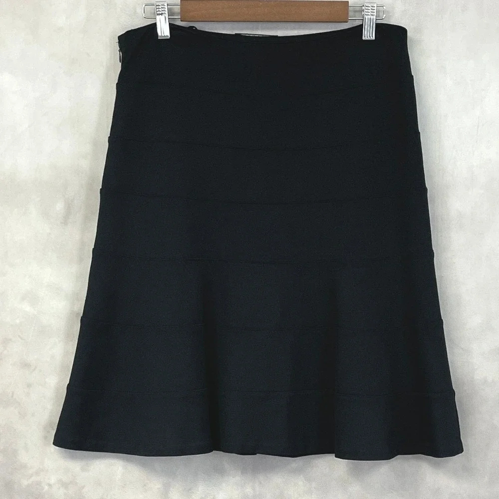 Ralph Lauren LRL Skirt Women 6P Black Tiered Stretch Flared Minimal Preppy Luxe - Picture 3 of 11
